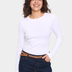 Aster Ribbad Tröja – Bright White